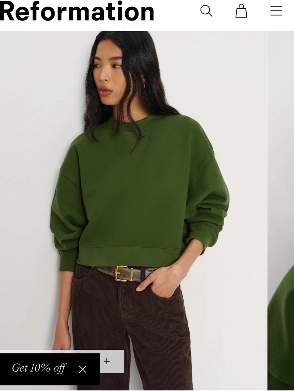 Reformation Grace Cropped Vintage Oversized Crewneck Sweatshirt - size small - Picture 2 of 8